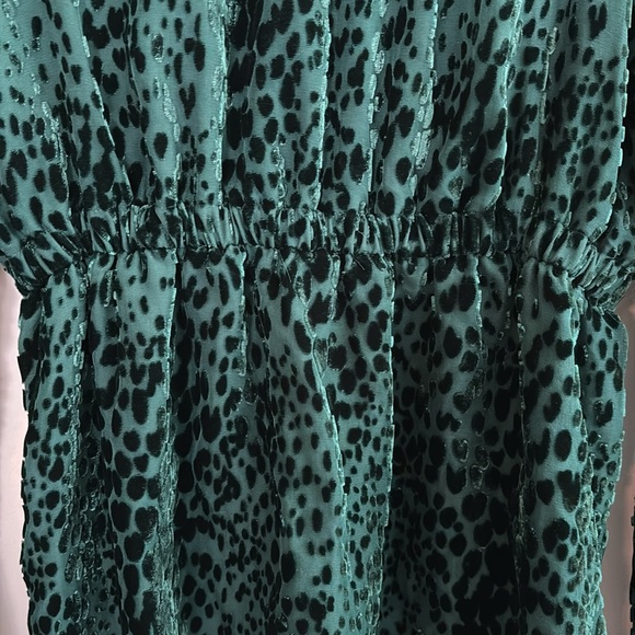 A.L.C. Revolve dark green sheer blouse with open back and velvet spot details - Picture 5 of 10